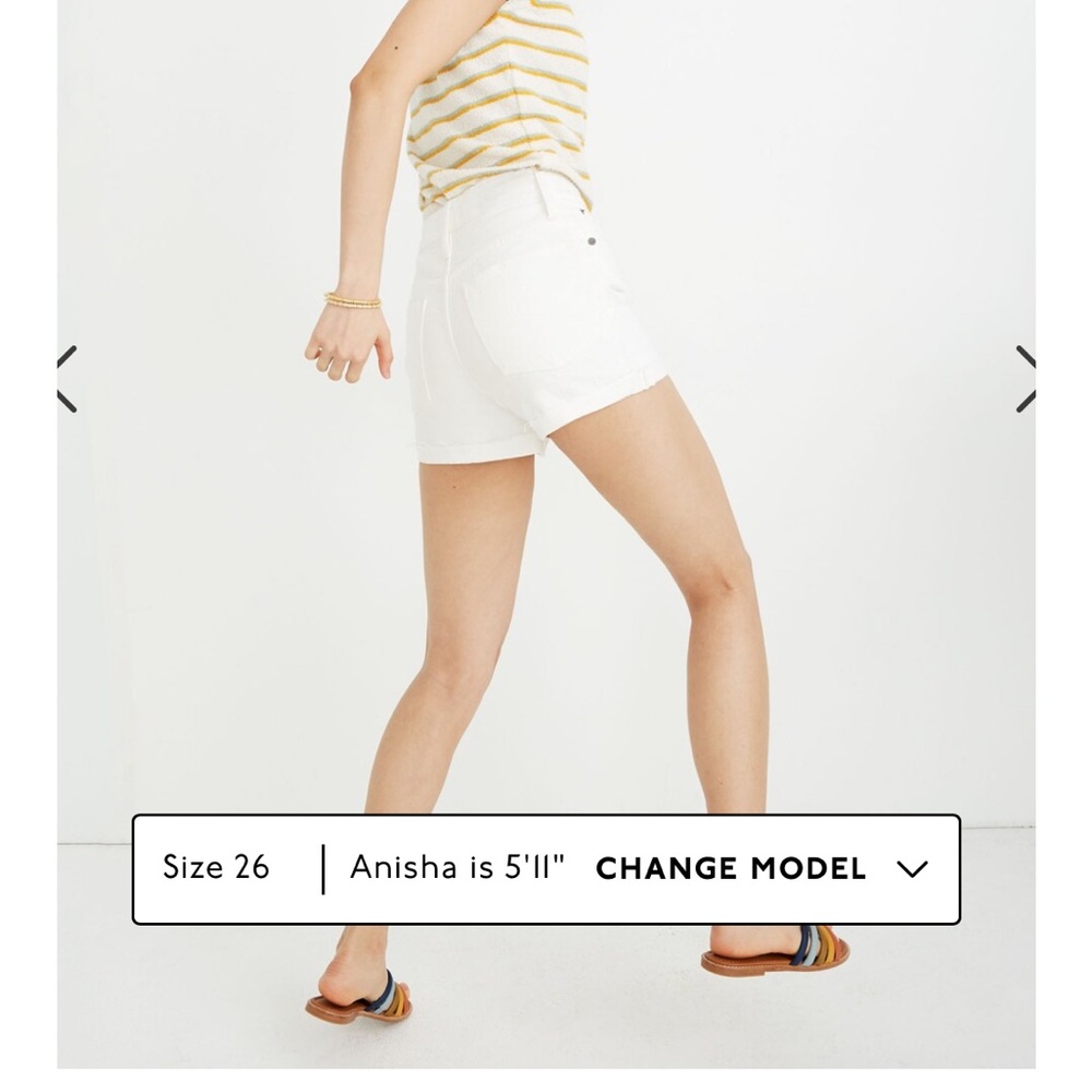 Madewell White Hi-Rise Cuffed Denim Shorts Sz 30